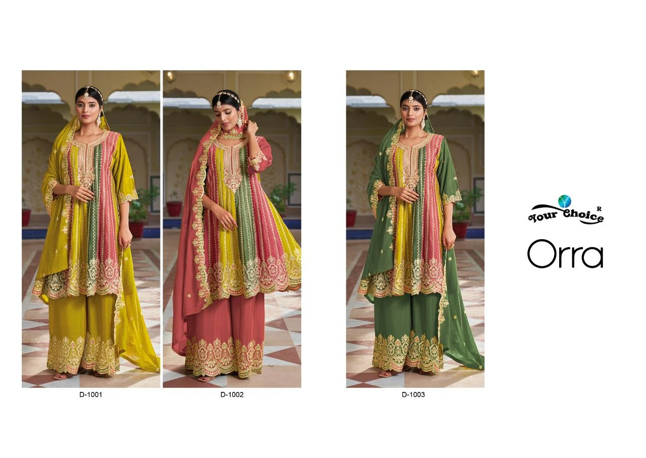 Your Choice Orra Heavy Chinon Wholesale Readymade Designer Suit Catalog — Wholesale Salwar Suits, MPA wholesale from Surat — view 4